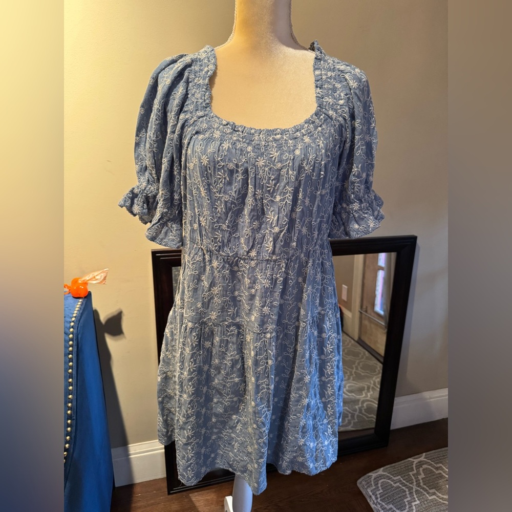 NWOT Old Navy Puff-Sleeve Tiered Mini Swing Dress Sz L - Picture 7 of 13